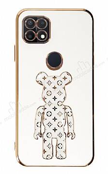 Eiroo Oppo A15 / A15s Bearbrick Standlı Beyaz Silikon Kılıf - 1