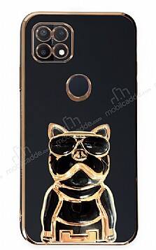 Eiroo Oppo A15 / A15s Bulldog Standlı Siyah Silikon Kılıf - 1