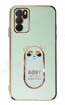 Eiroo Oppo A16 Baby Panda Standlı Yeşil Silikon Kılıf - 1