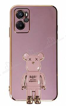 Eiroo Oppo A36 Baby Bear Standlı Mor Silikon Kılıf - 1