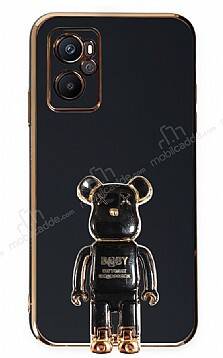 Eiroo Oppo A36 Baby Bear Standlı Siyah Silikon Kılıf - 1