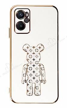 Eiroo Oppo A36 Bearbrick Standlı Beyaz Silikon Kılıf - 1