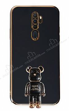 Eiroo Oppo A5 2020 / A9 2020 Baby Bear Standlı Siyah Silikon Kılıf - 1