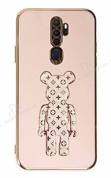 Eiroo Oppo A5 2020 / A9 2020 Bearbrick Standlı Pembe Silikon Kılıf - 1