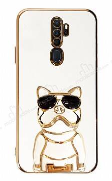 Eiroo Oppo A5 2020 / A9 2020 Bulldog Standlı Beyaz Silikon Kılıf - 1