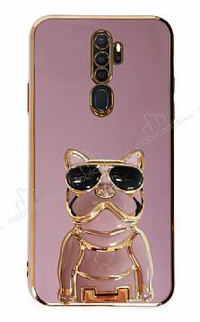 Eiroo Oppo A5 2020 / A9 2020 Bulldog Standlı Mor Silikon Kılıf - 1