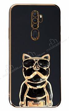 Eiroo Oppo A5 2020 / A9 2020 Bulldog Standlı Siyah Silikon Kılıf - 1