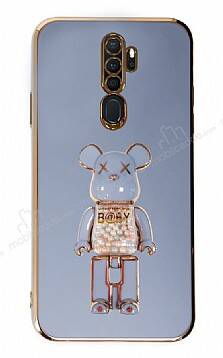 Eiroo Oppo A5 2020 / A9 2020 Candy Bear Standlı Mavi Silikon Kılıf - 1