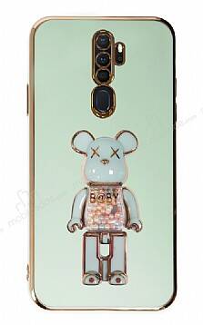 Eiroo Oppo A5 2020 / A9 2020 Candy Bear Standlı Yeşil Silikon Kılıf - 1