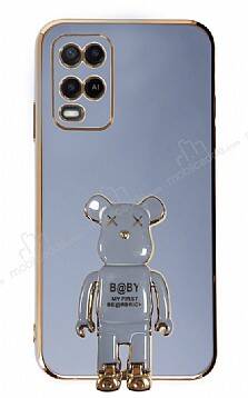 Eiroo Oppo A54 4G Baby Bear Standlı Mavi Silikon Kılıf - 1