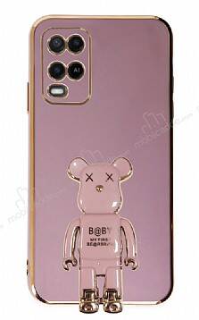 Eiroo Oppo A54 4G Baby Bear Standlı Mor Silikon Kılıf - 1