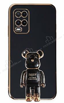 Eiroo Oppo A54 4G Baby Bear Standlı Siyah Silikon Kılıf - 1