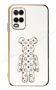 Eiroo Oppo A54 4G Bearbrick Standlı Beyaz Silikon Kılıf - 1