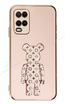 Eiroo Oppo A54 4G Bearbrick Standlı Pembe Silikon Kılıf - 1