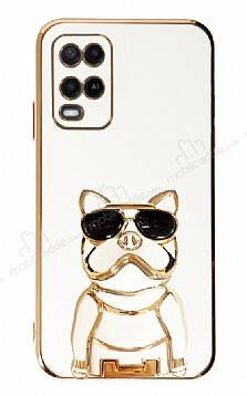 Eiroo Oppo A54 4G Bulldog Standlı Beyaz Silikon Kılıf - 1