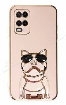 Eiroo Oppo A54 4G Bulldog Standlı Pembe Silikon Kılıf - 1