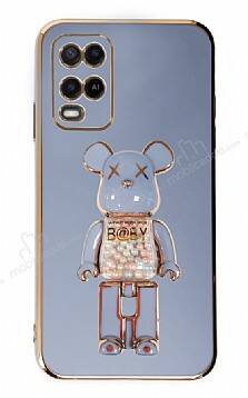 Eiroo Oppo A54 4G Candy Bear Standlı Mavi Silikon Kılıf - 1