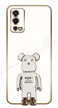 Eiroo Oppo A55 Baby Bear Standlı Beyaz Silikon Kılıf - 1