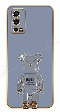 Eiroo Oppo A55 Baby Bear Standlı Mavi Silikon Kılıf - 1