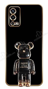 Eiroo Oppo A55 Baby Bear Standlı Siyah Silikon Kılıf - 1