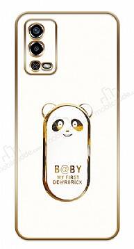 Eiroo Oppo A55 Baby Panda Standlı Beyaz Silikon Kılıf - 1