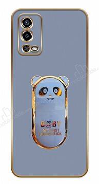 Eiroo Oppo A55 Baby Panda Standlı Mavi Silikon Kılıf - 1