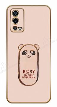 Eiroo Oppo A55 Baby Panda Standlı Pembe Silikon Kılıf - 1