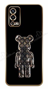 Eiroo Oppo A55 Bearbrick Standlı Siyah Silikon Kılıf - 1