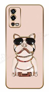 Eiroo Oppo A55 Bulldog Standlı Pembe Silikon Kılıf - 1