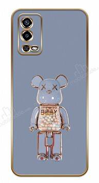 Eiroo Oppo A55 Candy Bear Standlı Mavi Silikon Kılıf - 1