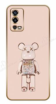 Eiroo Oppo A55 Candy Bear Standlı Pembe Silikon Kılıf - 1