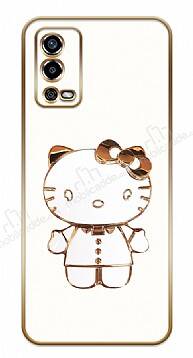 Eiroo Oppo A55 Hello Kitty Standlı Beyaz Silikon Kılıf - 1