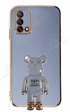 Eiroo Oppo A74 4G Baby Bear Standlı Mavi Silikon Kılıf - 1