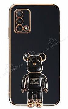 Eiroo Oppo A74 4G Baby Bear Standlı Siyah Silikon Kılıf - 1