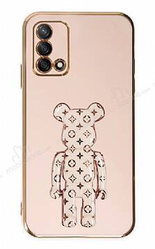 Eiroo Oppo A74 4G Bearbrick Standlı Pembe Silikon Kılıf - 1