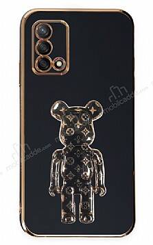 Eiroo Oppo A74 4G Bearbrick Standlı Siyah Silikon Kılıf - 1