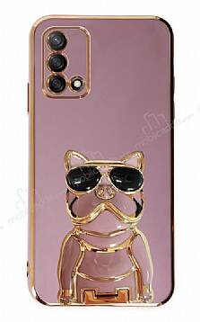 Eiroo Oppo A74 4G Bulldog Standlı Mor Silikon Kılıf - 1