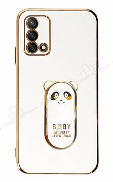 Eiroo Oppo F19 Baby Panda Standlı Beyaz Silikon Kılıf - 1