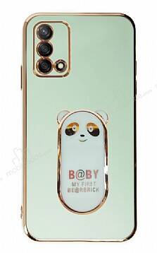 Eiroo Oppo F19 Baby Panda Standlı Yeşil Silikon Kılıf - 1