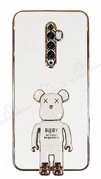 Eiroo Oppo Reno2 Z Baby Bear Standlı Beyaz Silikon Kılıf - 1