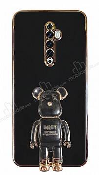 Eiroo Oppo Reno2 Z Baby Bear Standlı Siyah Silikon Kılıf - 1