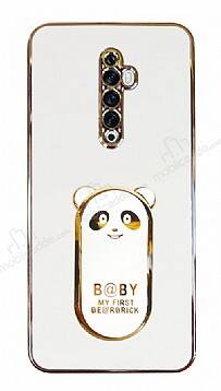 Eiroo Oppo Reno2 Z Baby Panda Standlı Beyaz Silikon Kılıf - 1