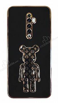 Eiroo Oppo Reno2 Z Bearbrick Standlı Siyah Silikon Kılıf - 1