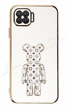 Eiroo Oppo Reno4 Lite Bearbrick Standlı Beyaz Silikon Kılıf - 1