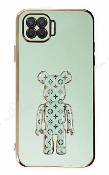 Eiroo Oppo Reno4 Lite Bearbrick Standlı Yeşil Silikon Kılıf - 1