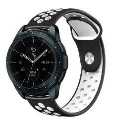 Eiroo Oppo Watch 46 mm Silikon Siyah-Beyaz Spor Kordon - 1