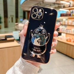 Eiroo Ördek iPhone 11 Standlı Siyah Silikon Kılıf - 8