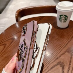 Eiroo Ördek iPhone 13 Standlı Mor Silikon Kılıf - 7