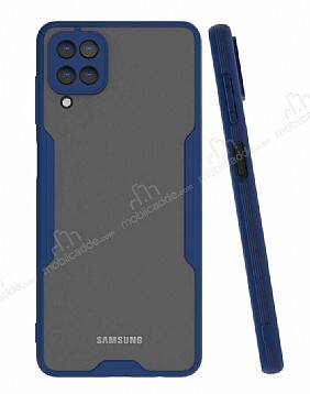 Eiroo Painted Samsung Galaxy A12 Kamera Korumalı Lacivert Kılıf - 1