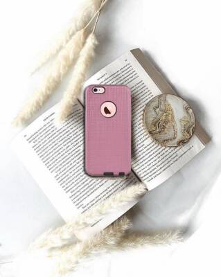 Eiroo Panther iPhone 6 / 6S Silikon Kenarlı Pembe Rubber Kılıf - 2